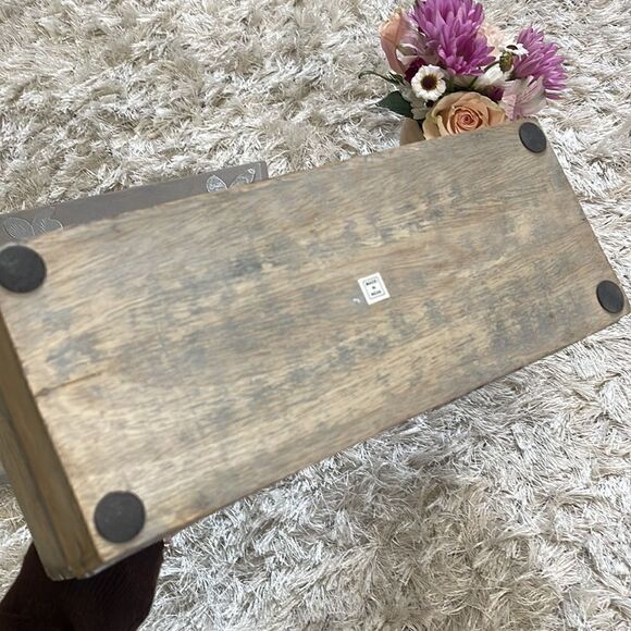 Set of (2) Gray Wooden Made in India Home Goods Metallic Pieces - Picture 6 of 10